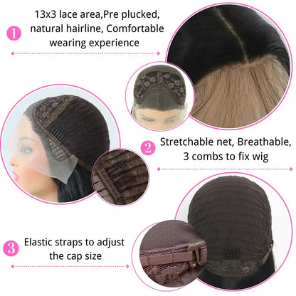 Luxe HD Lace Front Wig | Long Silk Straight Glueless Synthetic | D'AuraHaven