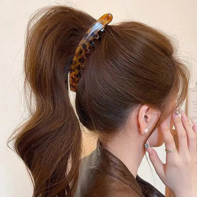 Premium Tortoiseshell Banana Hair Clip | Vintage Fish-Shaped Ponytail Clamp | D'AuraHaven