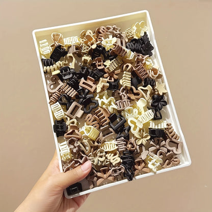 Beige Matte Mini Claw Clips | Mixed Pack Small Hair Clamps | D'AuraHaven