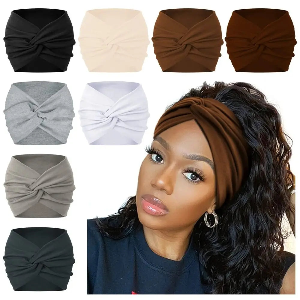 Luxe Extra-Large Twisted Turban Headband | Wide Non-Slip Workout Head Wrap | D'AuraHaven