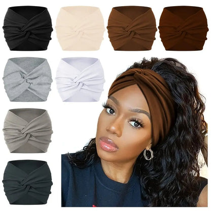 Luxe Extra-Large Twisted Turban Headband | Wide Non-Slip Workout Head Wrap | D'AuraHaven