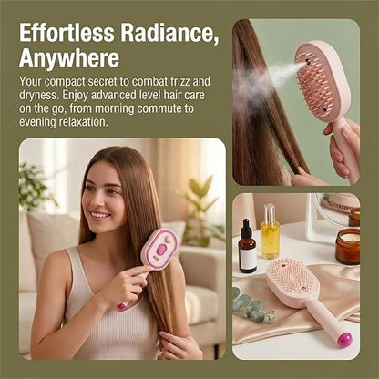 Electric Steam Air Cushion Massage Comb | Self-Cleaning Anti-Static Nano-Spray Hair Brush | D'AuraHaven