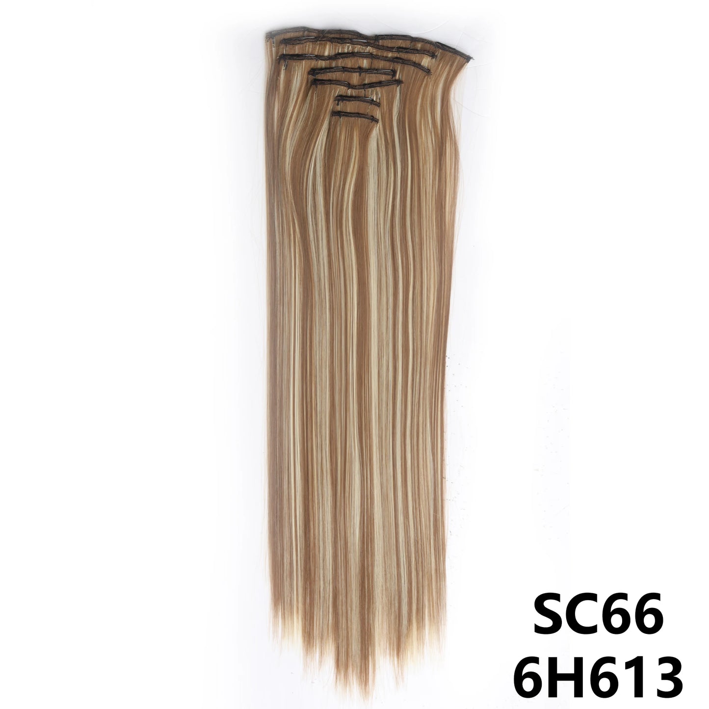 D'AuraHaven LuxVolume™ 24" Long Straight Clip-In Hair Extensions (7-Pcs Set)