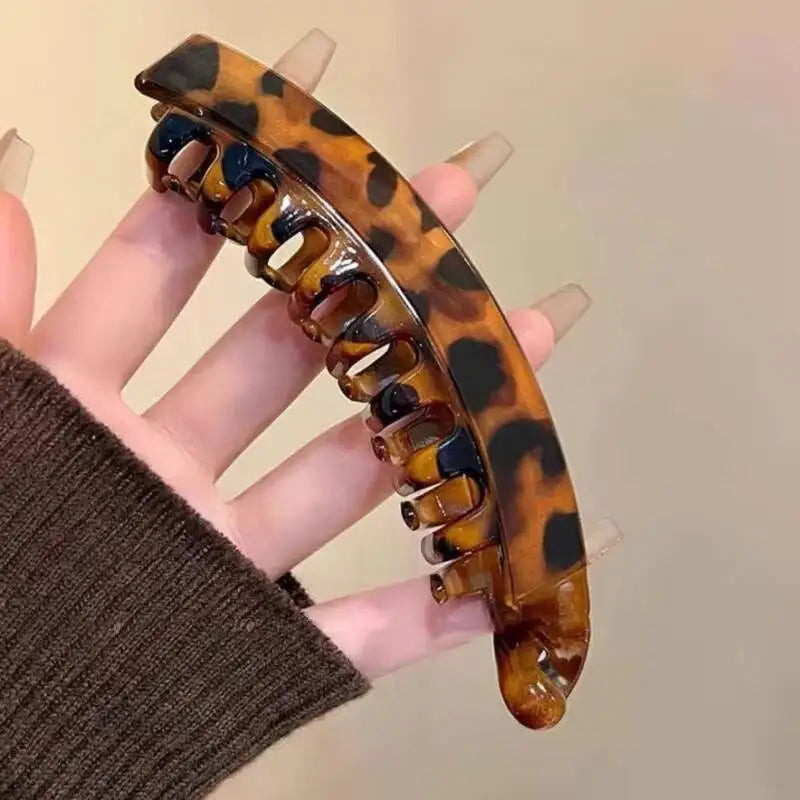 Premium Tortoiseshell Banana Hair Clip | Vintage Fish-Shaped Ponytail Clamp | D'AuraHaven