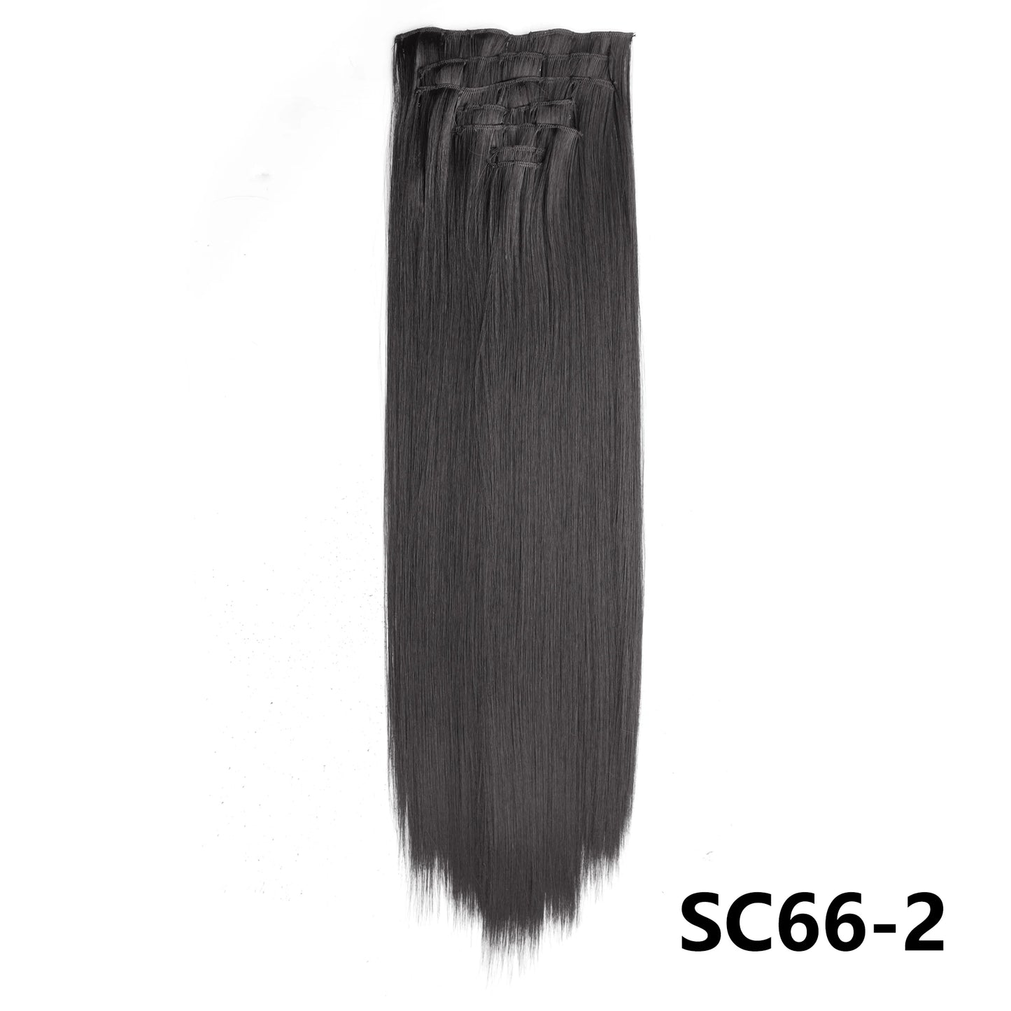 D'AuraHaven LuxVolume™ 24" Long Straight Clip-In Hair Extensions (7-Pcs Set)
