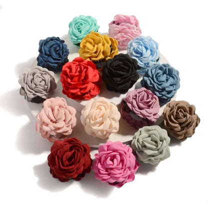 Premium Matte Rose Flower Hair Claw Clip | 3D Fabric Floral Shark Clamp | D'AuraHaven