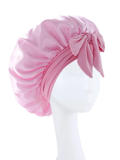 Premium Silky Satin Sleep Bonnet | Wide Tie-Band Night Cap for Curly & Coily Hair | D'AuraHaven