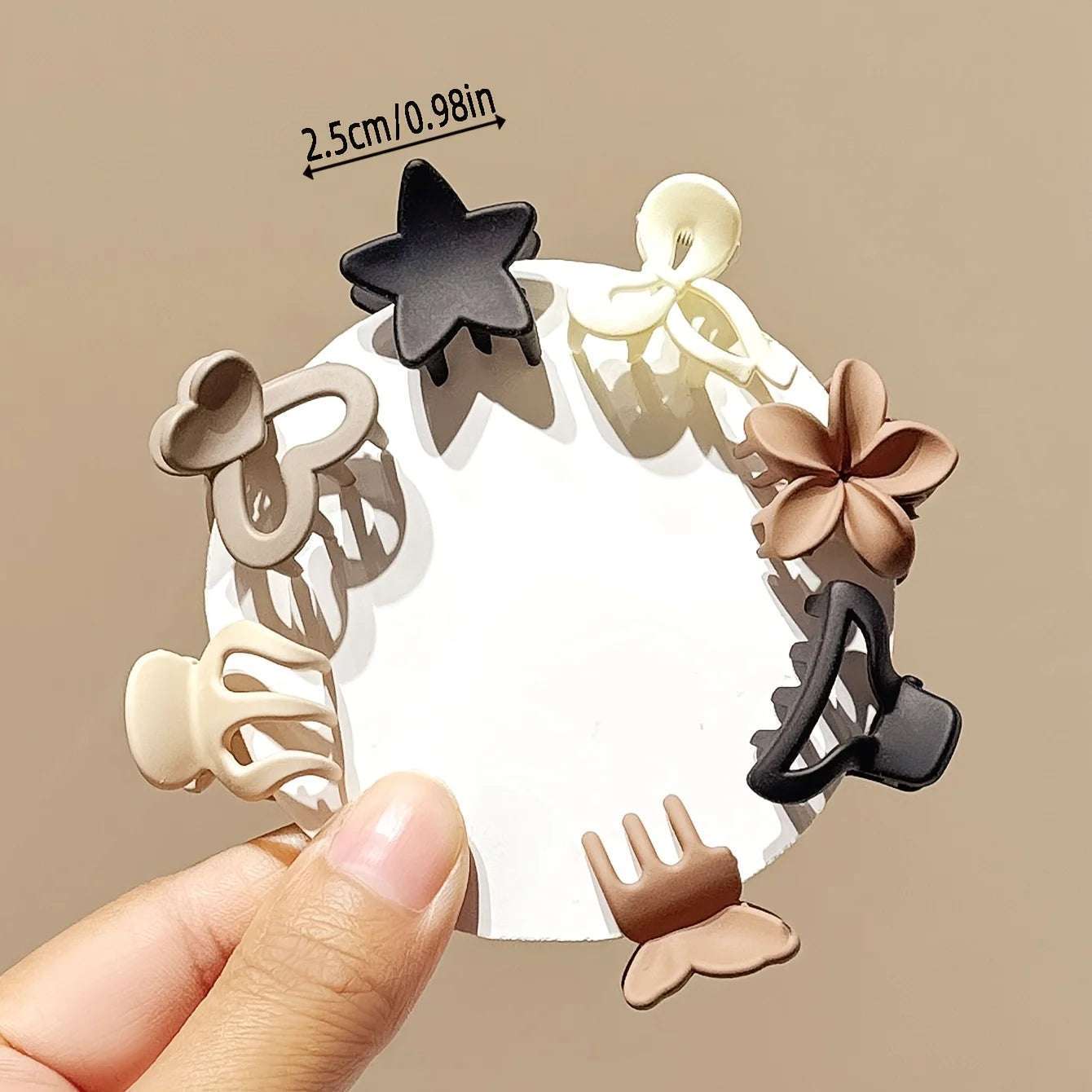 Beige Matte Mini Claw Clips | Mixed Pack Small Hair Clamps | D'AuraHaven