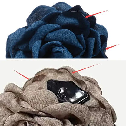 Premium Matte Rose Flower Hair Claw Clip | 3D Fabric Floral Shark Clamp | D'AuraHaven