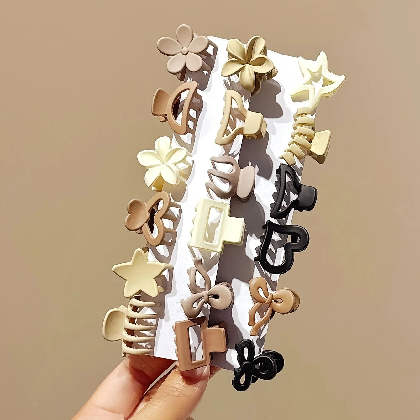 Beige Matte Mini Claw Clips | Mixed Pack Small Hair Clamps | D'AuraHaven