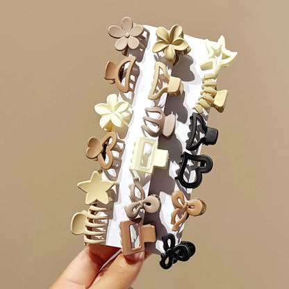 Beige Matte Mini Claw Clips | Mixed Pack Small Hair Clamps | D'AuraHaven
