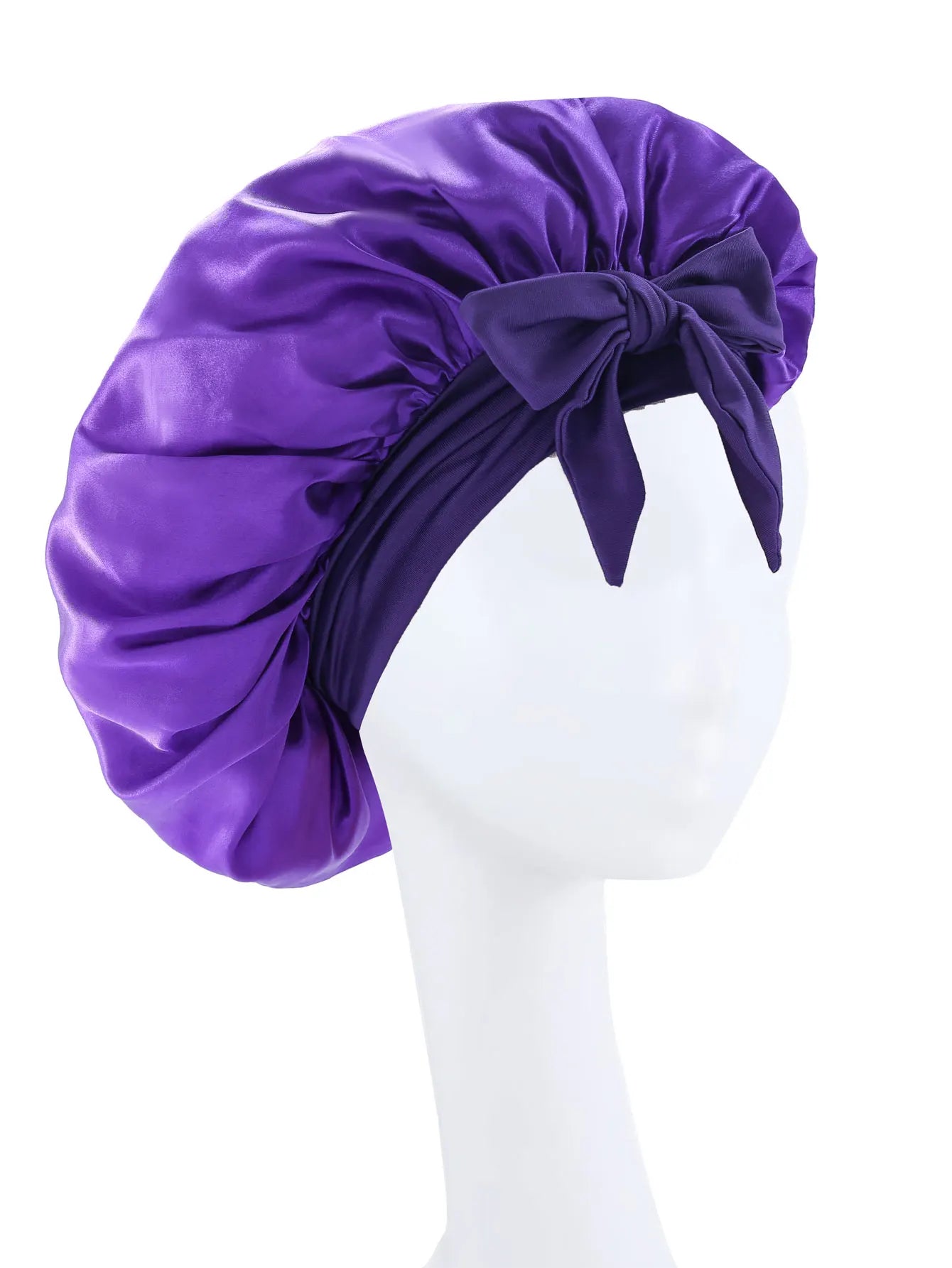 Premium Silky Satin Sleep Bonnet | Wide Tie-Band Night Cap for Curly & Coily Hair | D'AuraHaven
