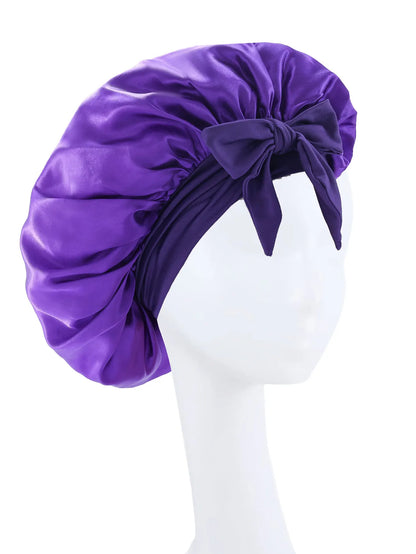 Premium Silky Satin Sleep Bonnet | Wide Tie-Band Night Cap for Curly & Coily Hair | D'AuraHaven