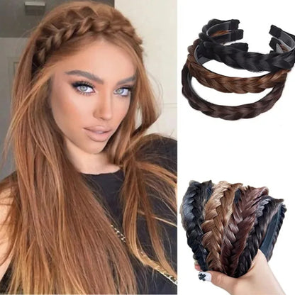 Bohemian Synthetic Braided Headband | Stretch Twist Hair Band | D'AuraHaven