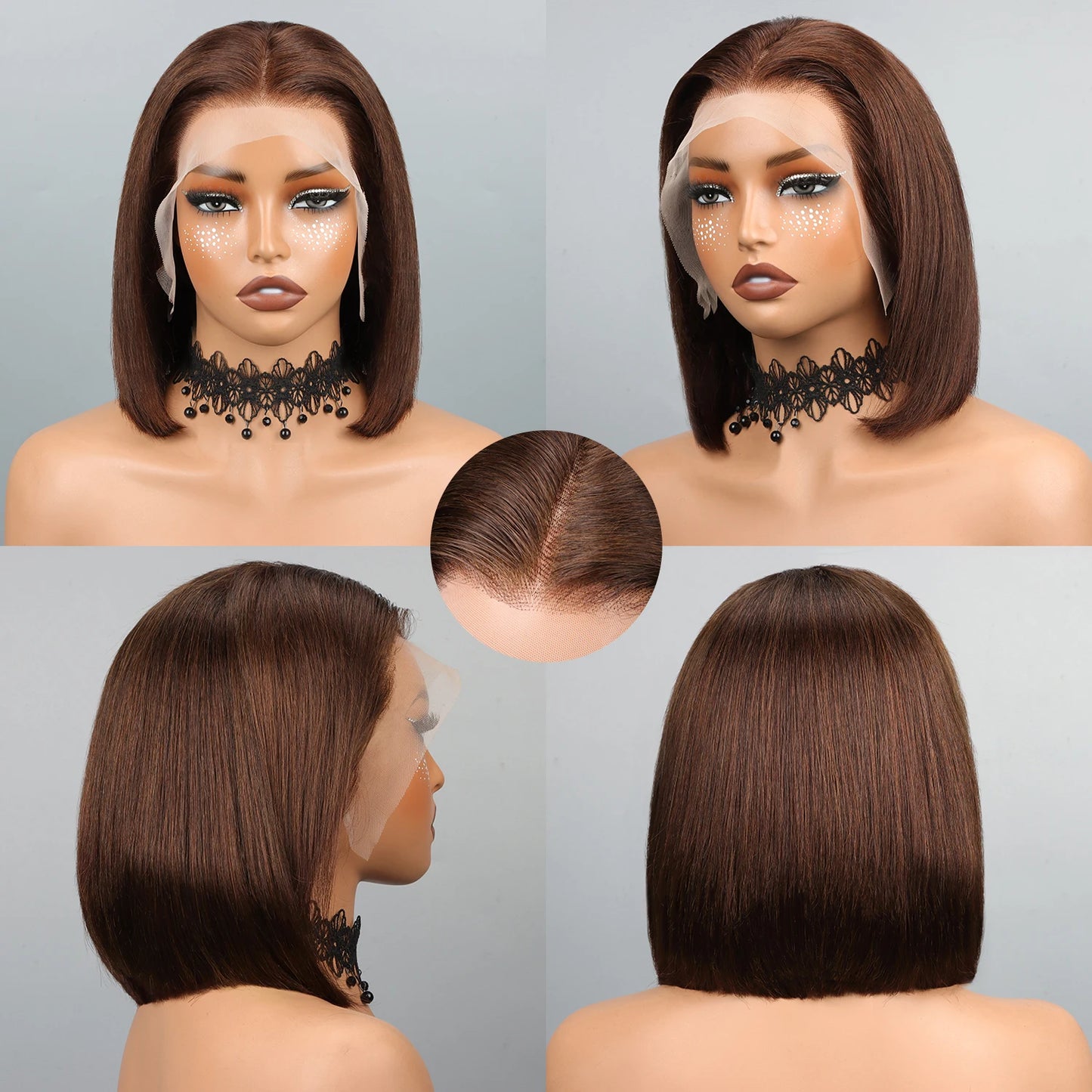 Premium Glueless Straight Bob Wig | Pre-Cut 13x4 HD Lace Frontal Human Hair | D'AuraHaven