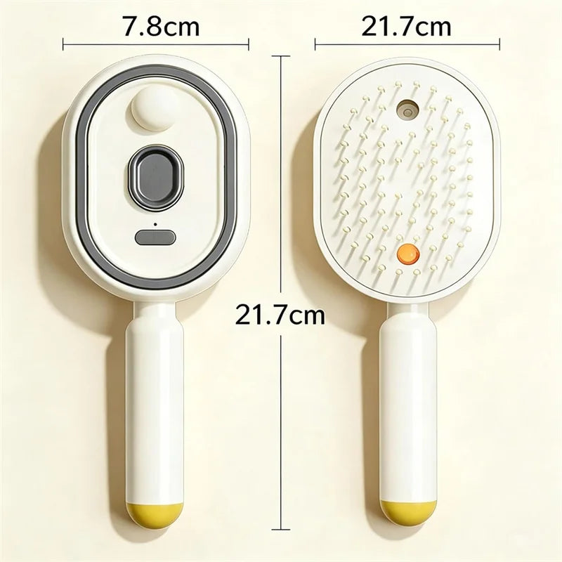 Electric Steam Air Cushion Massage Comb | Self-Cleaning Anti-Static Nano-Spray Hair Brush | D'AuraHaven