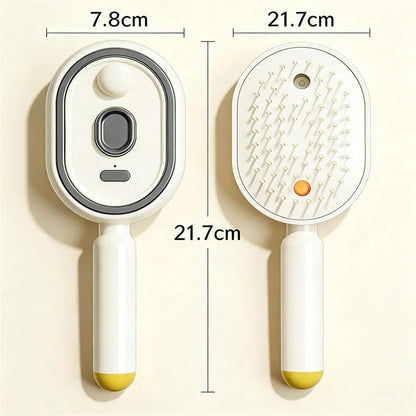 Electric Steam Air Cushion Massage Comb | Self-Cleaning Anti-Static Nano-Spray Hair Brush | D'AuraHaven