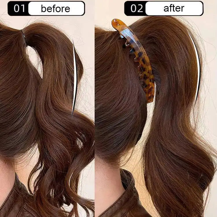 Premium Tortoiseshell Banana Hair Clip | Vintage Fish-Shaped Ponytail Clamp | D'AuraHaven