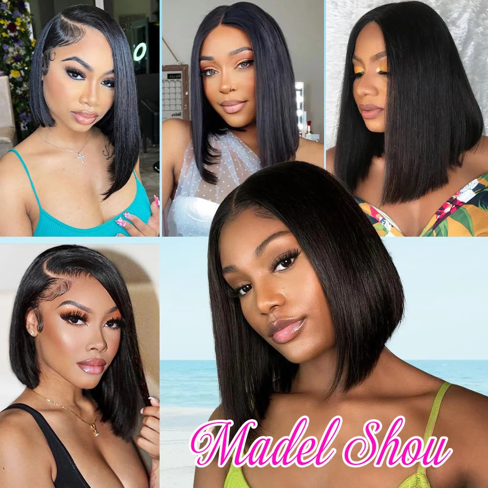 Premium Glueless Straight Bob Wig | Pre-Cut 13x4 HD Lace Frontal Human Hair | D'AuraHaven