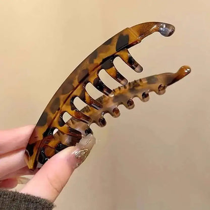 Premium Tortoiseshell Banana Hair Clip | Vintage Fish-Shaped Ponytail Clamp | D'AuraHaven