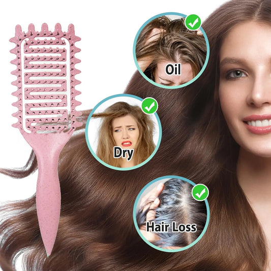 Premium 3-in-1 Curl Defining Brush | Hollow Detangling & Shaping Tool | D'AuraHaven