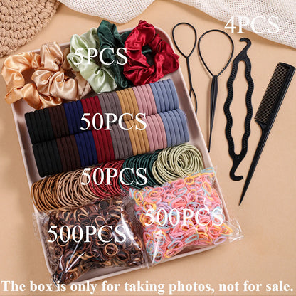 1109-Piece Ultimate Dark Hair Accessories Mega Kit | Seamless Elastics & Scrunchies Set | D'AuraHaven