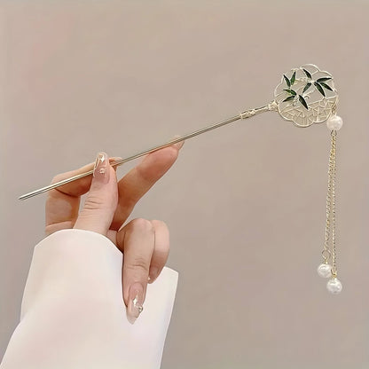 Traditional Chinese Style Floral Hair Stick | Elegant Tassel Hairpin Jewelry | D'AuraHaven