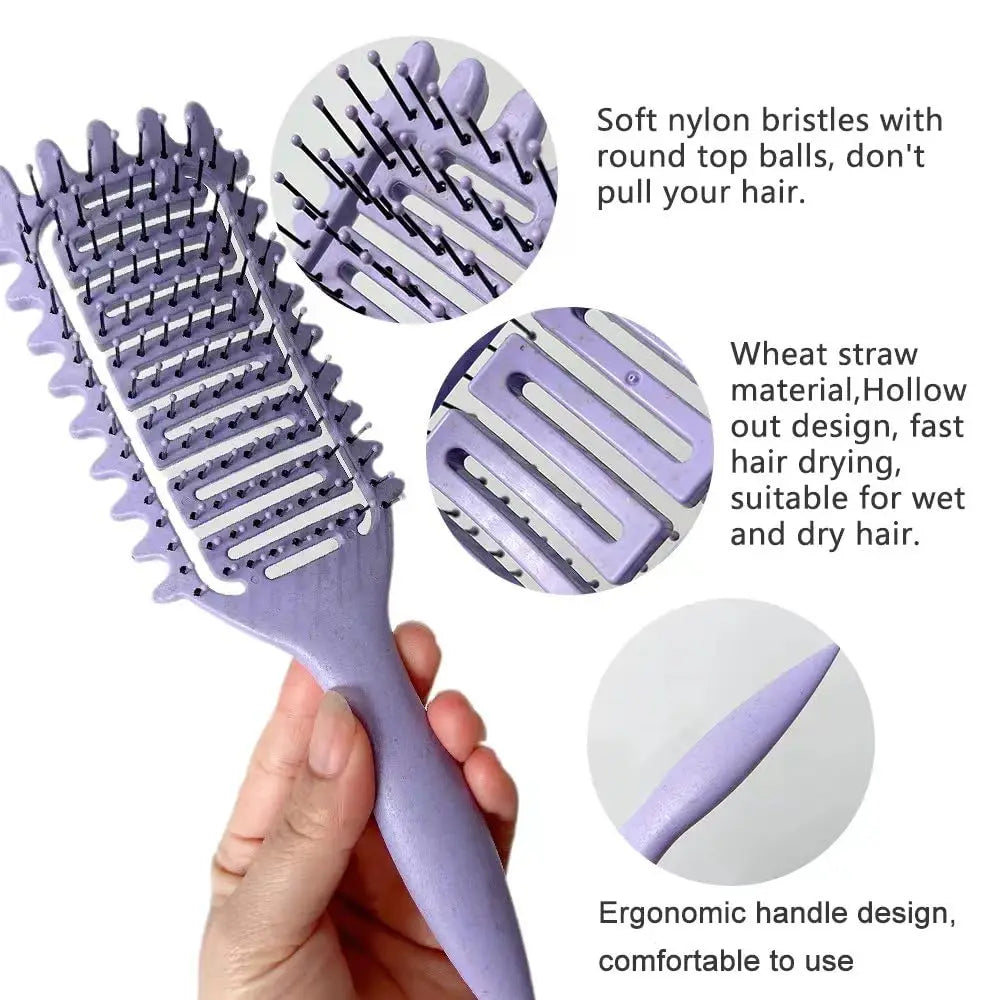 Premium 3-in-1 Curl Defining Brush | Hollow Detangling & Shaping Tool | D'AuraHaven