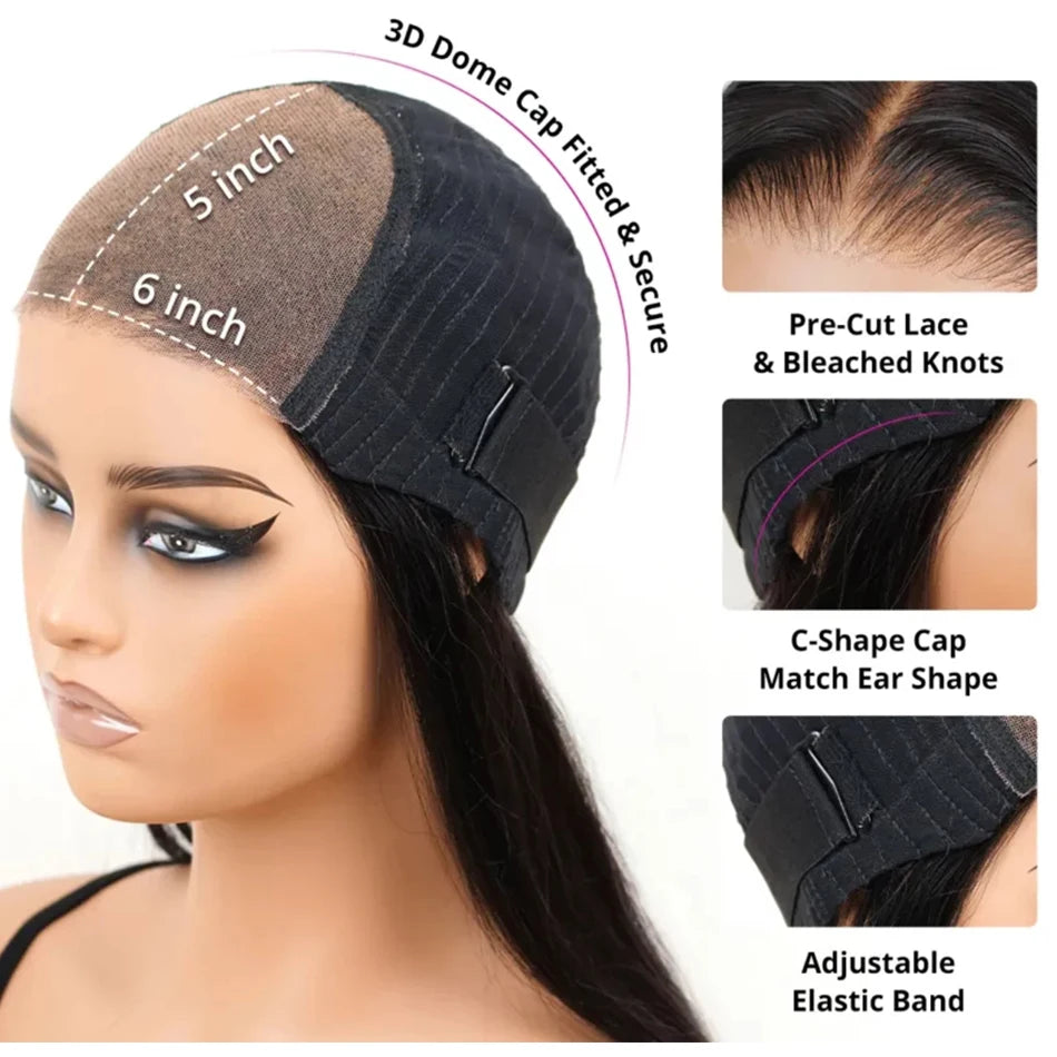 10A Grade Glueless Kinky Curly Wig | Ready-to-Wear 6x5 HD Lace Pre-Bleached Human Hair | D'AuraHaven