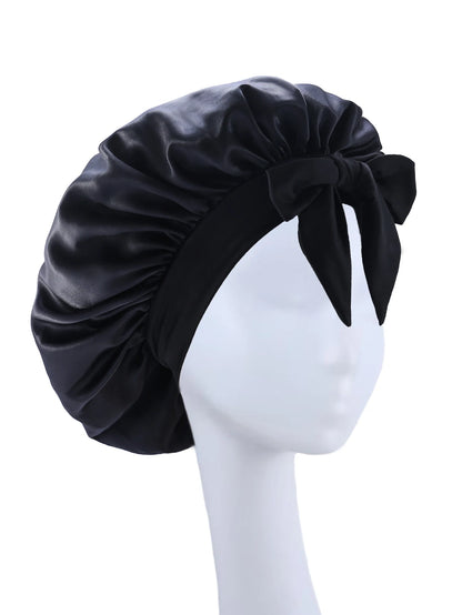 Premium Silky Satin Sleep Bonnet | Wide Tie-Band Night Cap for Curly & Coily Hair | D'AuraHaven