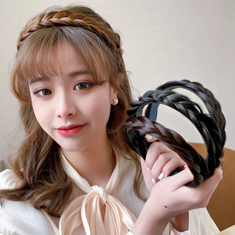 Bohemian Synthetic Braided Headband | Stretch Twist Hair Band | D'AuraHaven