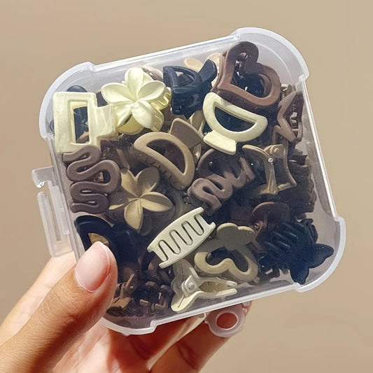 Beige Matte Mini Claw Clips | Mixed Pack Small Hair Clamps | D'AuraHaven