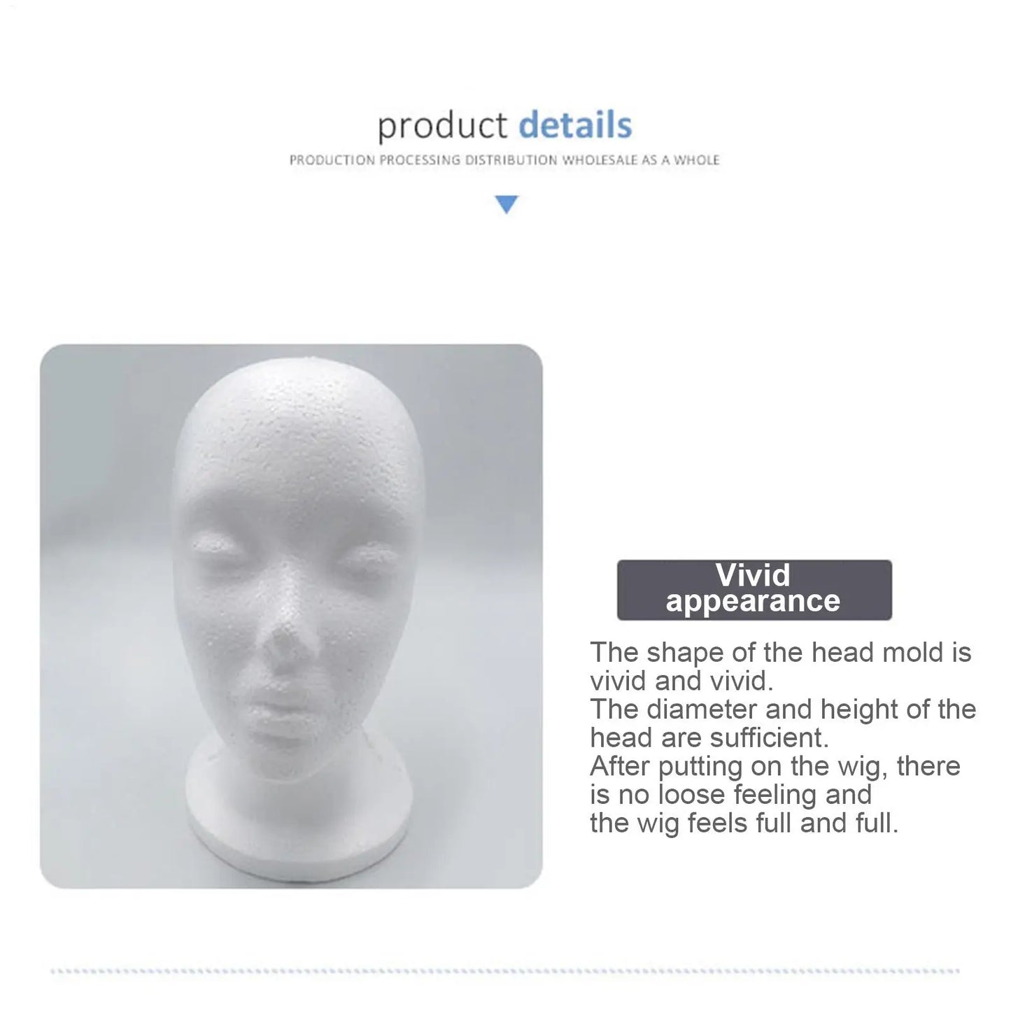 Premium Styrofoam Mannequin Head | Lightweight Wig & Accessory Display Stand | D'AuraHaven