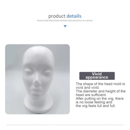 Premium Styrofoam Mannequin Head | Lightweight Wig & Accessory Display Stand | D'AuraHaven