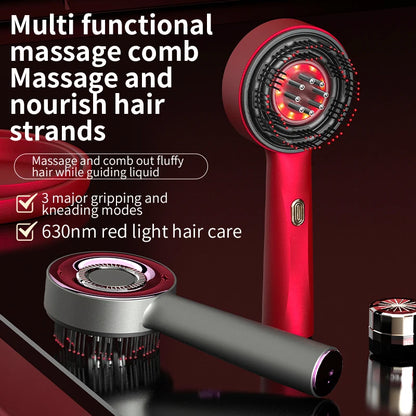 Red Light Therapy Electric Scalp Massager & Root Oil Applicator | Anti-Hair Loss Vibration Comb | D'AuraHaven