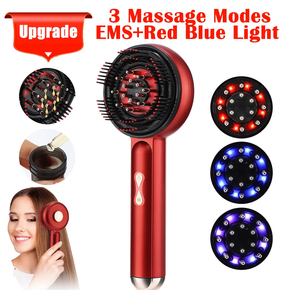 Red Light Therapy Electric Scalp Massager & Root Oil Applicator | Anti-Hair Loss Vibration Comb | D'AuraHaven