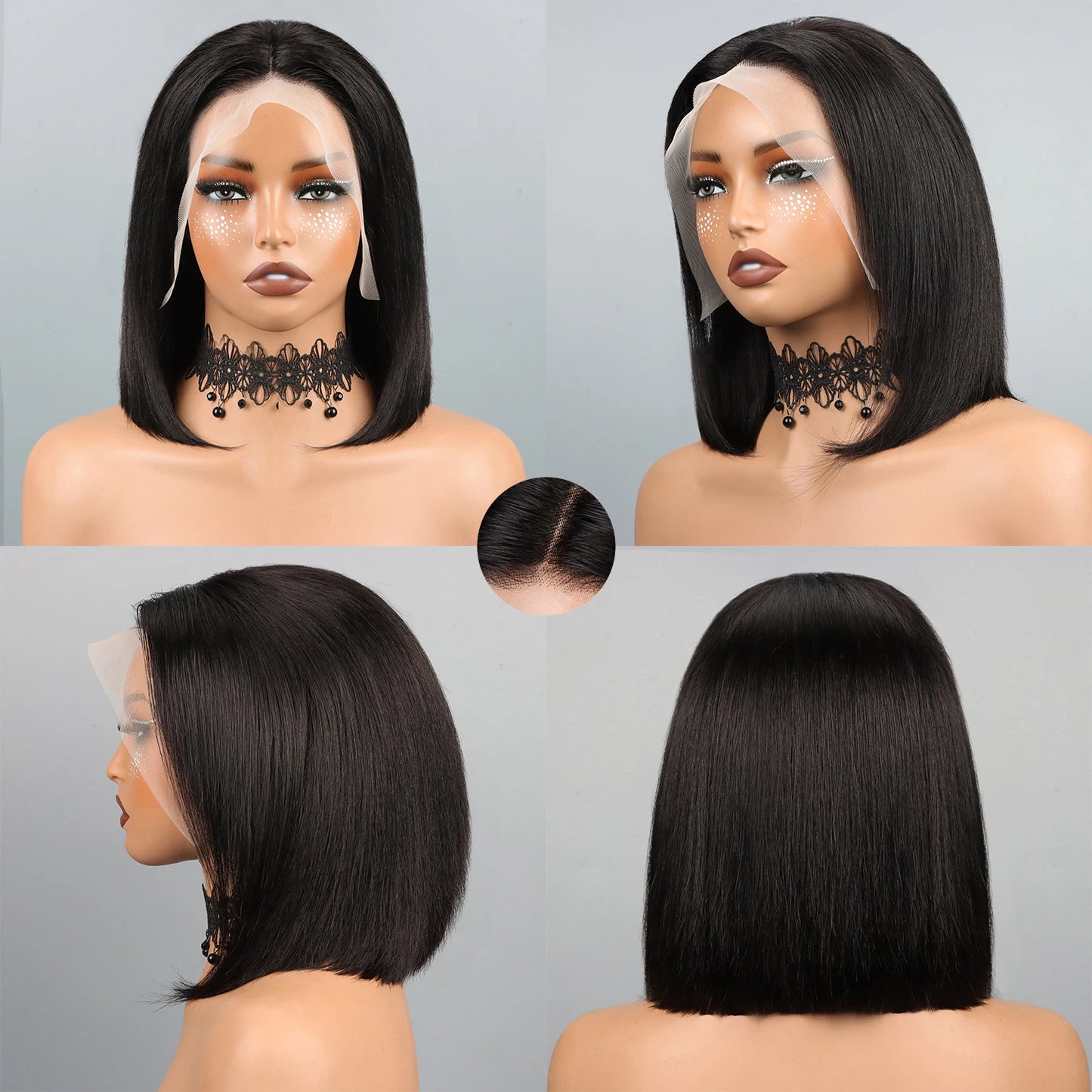 Premium Glueless Straight Bob Wig | Pre-Cut 13x4 HD Lace Frontal Human Hair | D'AuraHaven