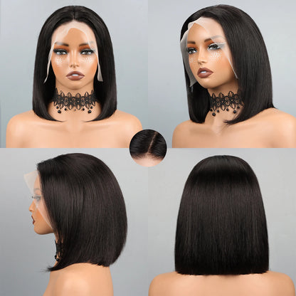 Premium Glueless Straight Bob Wig | Pre-Cut 13x4 HD Lace Frontal Human Hair | D'AuraHaven