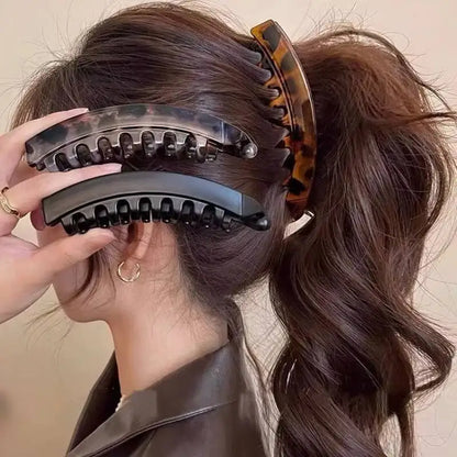 Premium Tortoiseshell Banana Hair Clip | Vintage Fish-Shaped Ponytail Clamp | D'AuraHaven