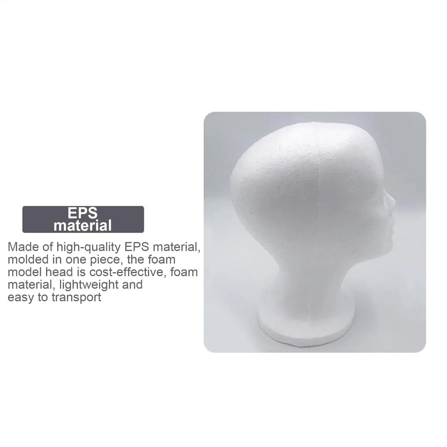 Premium Styrofoam Mannequin Head | Lightweight Wig & Accessory Display Stand | D'AuraHaven