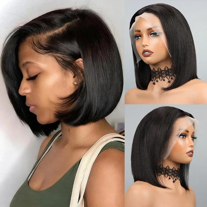 Premium Glueless Straight Bob Wig | Pre-Cut 13x4 HD Lace Frontal Human Hair | D'AuraHaven
