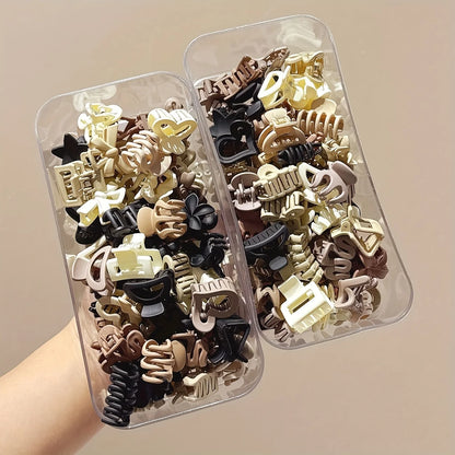 Beige Matte Mini Claw Clips | Mixed Pack Small Hair Clamps | D'AuraHaven