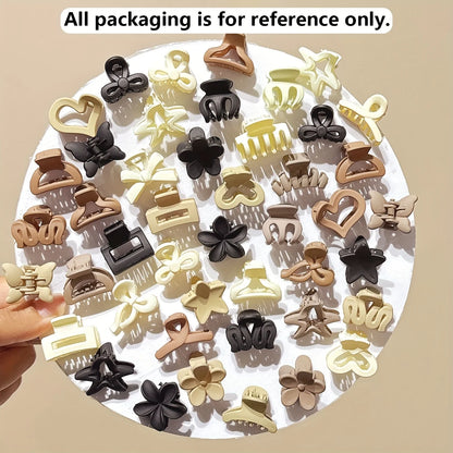 Beige Matte Mini Claw Clips | Mixed Pack Small Hair Clamps | D'AuraHaven