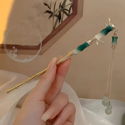 Traditional Chinese Style Floral Hair Stick | Elegant Tassel Hairpin Jewelry | D'AuraHaven