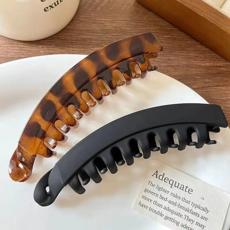 Premium Tortoiseshell Banana Hair Clip | Vintage Fish-Shaped Ponytail Clamp | D'AuraHaven