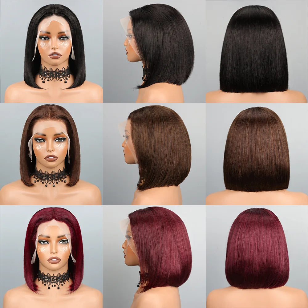 Premium Glueless Straight Bob Wig | Pre-Cut 13x4 HD Lace Frontal Human Hair | D'AuraHaven