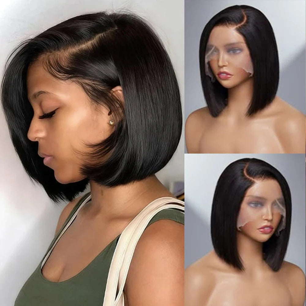 Premium Glueless Straight Bob Wig | Pre-Cut 13x4 HD Lace Frontal Human Hair | D'AuraHaven