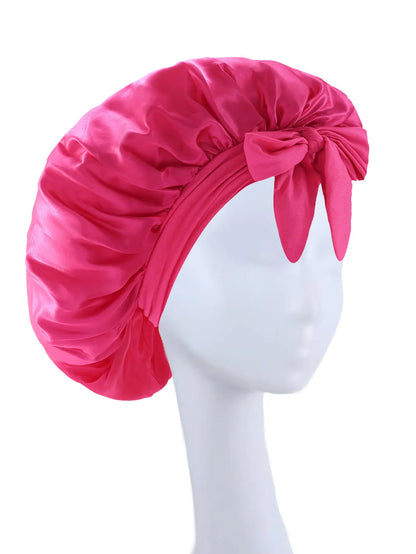 Premium Silky Satin Sleep Bonnet | Wide Tie-Band Night Cap for Curly & Coily Hair | D'AuraHaven
