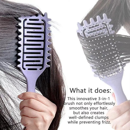 Premium 3-in-1 Curl Defining Brush | Hollow Detangling & Shaping Tool | D'AuraHaven
