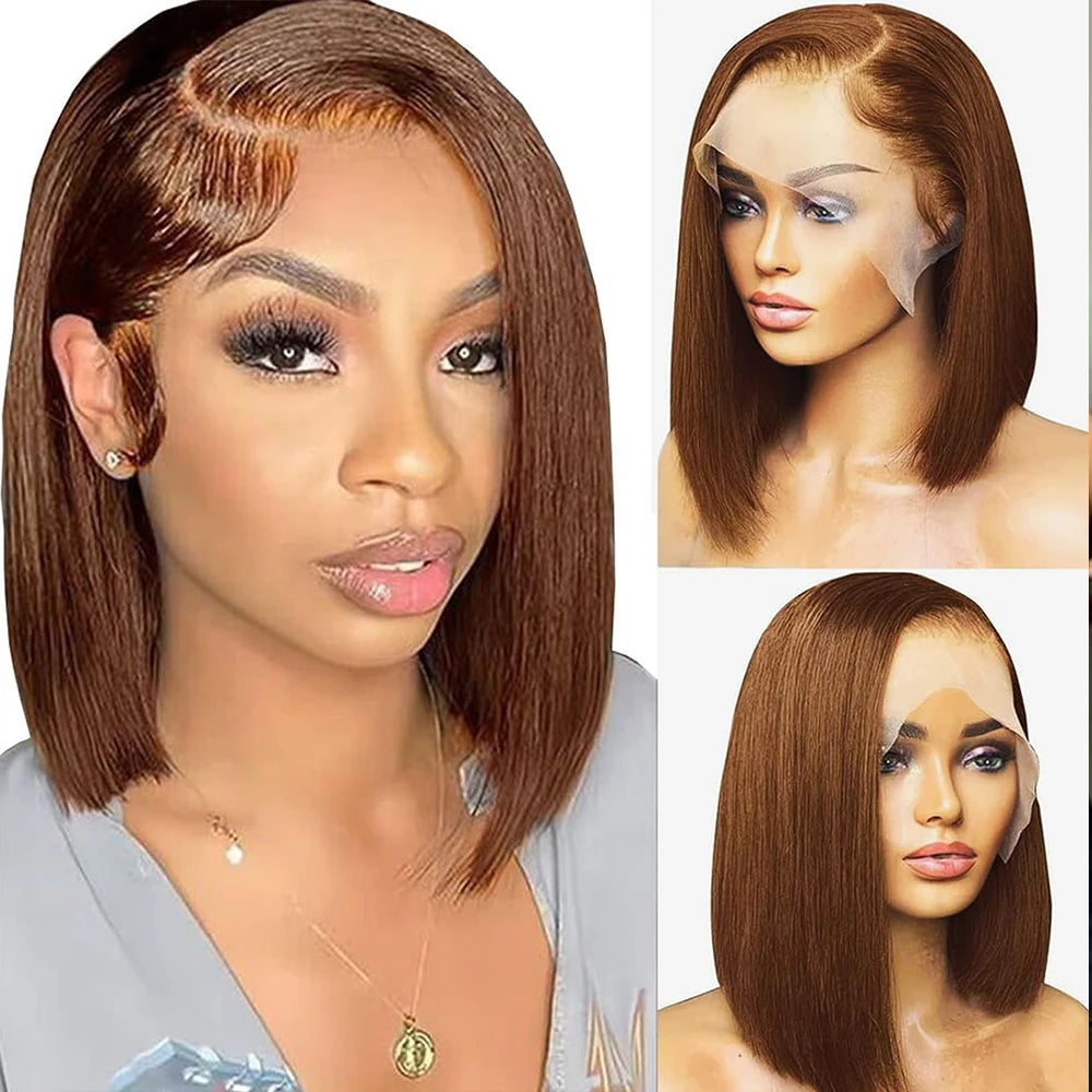 Premium Glueless Straight Bob Wig | Pre-Cut 13x4 HD Lace Frontal Human Hair | D'AuraHaven